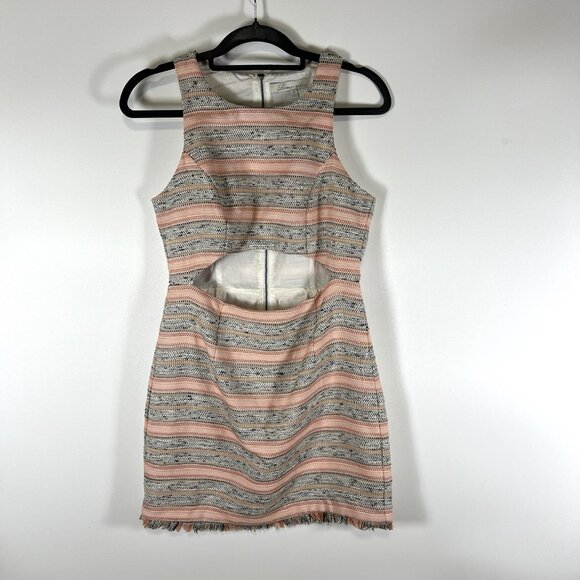 Lovers +  Friends Dress Womens Small Crossroads Tweed‎ Sleeveless Fringe Cutout - Picture 1 of 10
